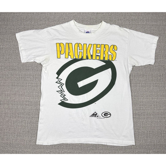 Vintage Green Bay Packers Apex One Large Logo Print Spellout T Shirt Large USA - Picture 1 of 10